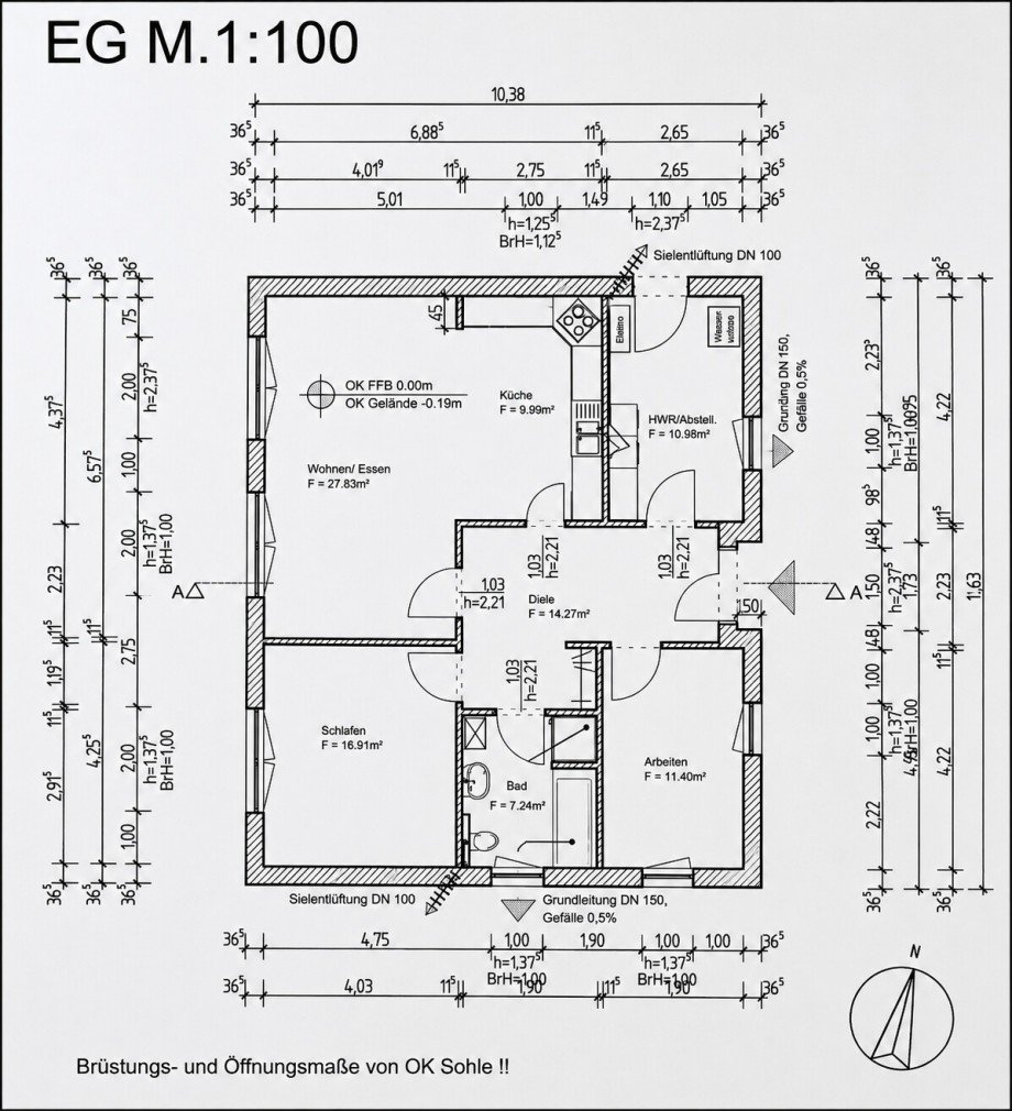 Grundriss (Bauakte) Bungalow Gro�enbrode