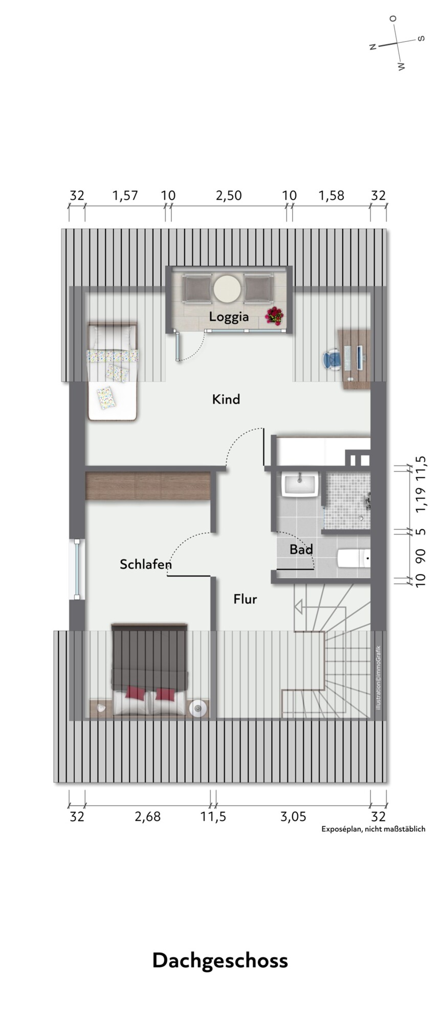Dachgeschoss Doppelhaush�lfte Gr�mitz / Lenste